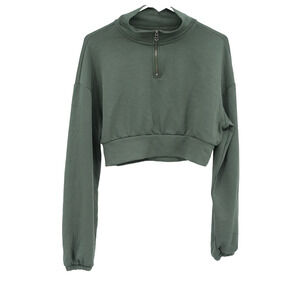 Gilly Hicks Pullover Sweatshirt SZ XS 1/4 Zip Cropped Oversized Athleisure Cozy